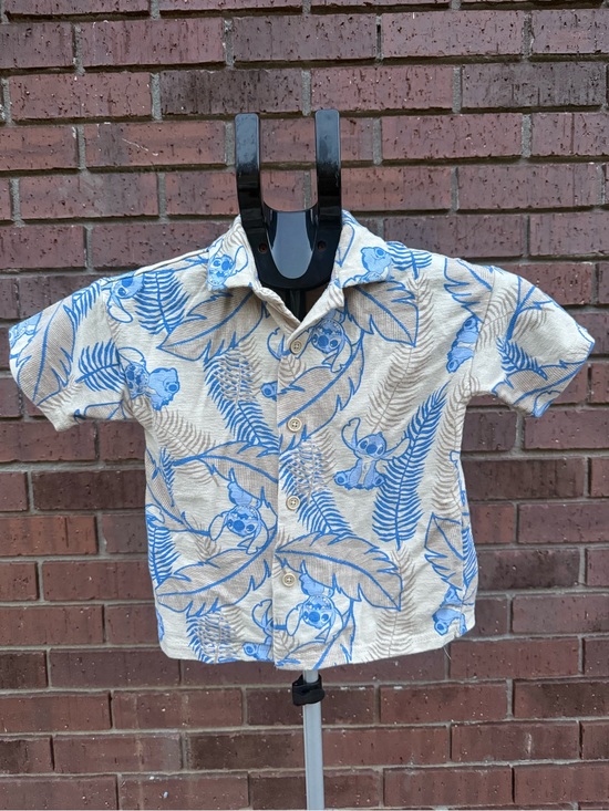Disney Other - Disney Stitch Boys Hawaiian Button Up Resort Shirt Size 4T Tropical Toddler EUC